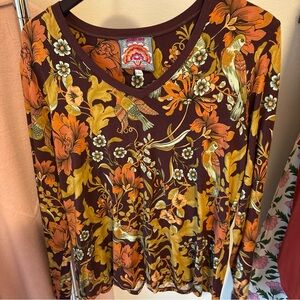 Johnny Was Salamanca Favorite Long Sleeve Tee Sz Large